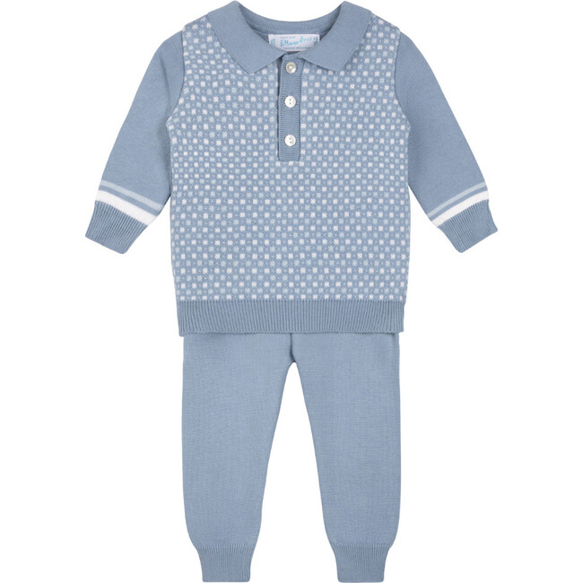 Boys Geo Knit Polo Set Vintage Blue