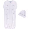 Vehicle Embroidered Cotton Gown w/Hat White - Nightgowns - 1 - thumbnail