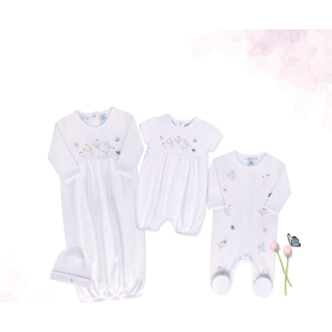 Garden Embroidered Cotton Shortall White