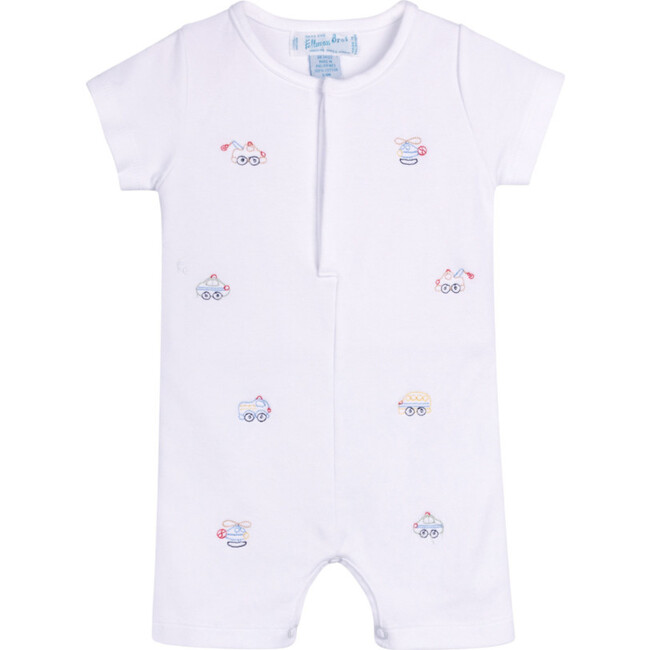 Vehicle Embroidered Cotton Shortall White