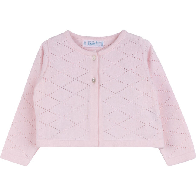 Diamond Pointelle Cropped Cardigan Pink
