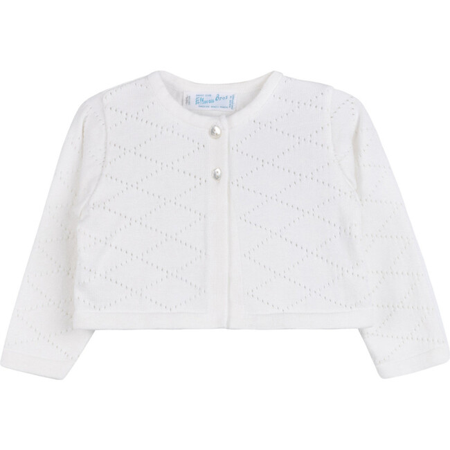 Diamond Pointelle Cropped Cardigan Ivory