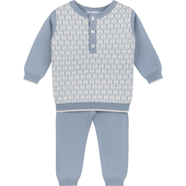 Boys Diamond Jacquard Knit Set Vintage Blue