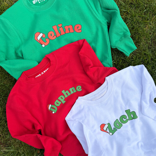 Personalized Santa Hat Sweatshirt, White - Sweatshirts - 3