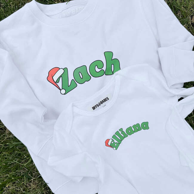 Personalized Santa Hat Sweatshirt, White - Sweatshirts - 4