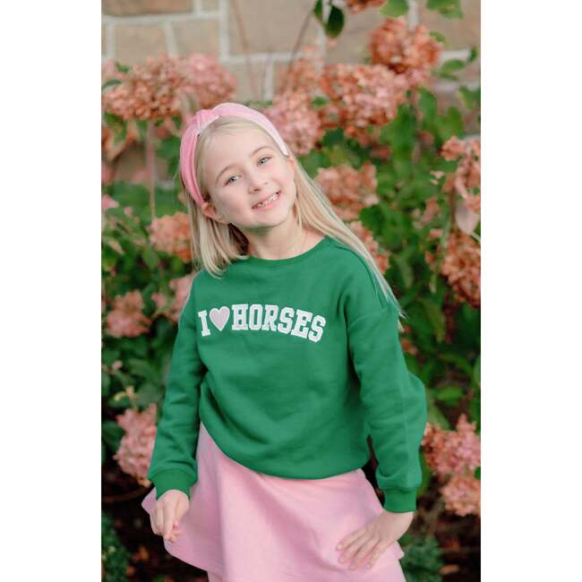 I Heart Horses Sweatshirt, Green - Sweatshirts - 5