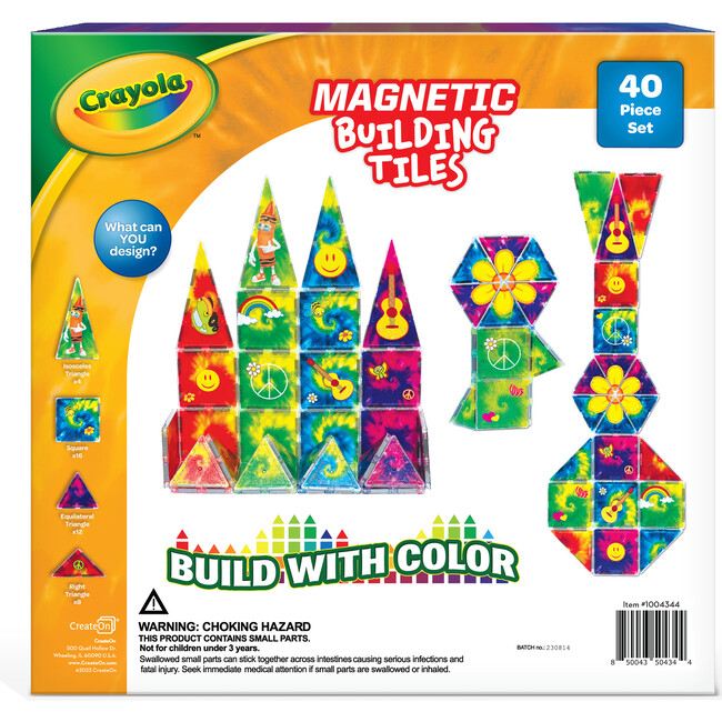 Crayola Tie-Dye Magnetic Tiles 40 Piece Set - Magnetic Tiles - 5