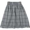 Window Pane Check Print Skirt, Grey - Skirts - 1 - thumbnail
