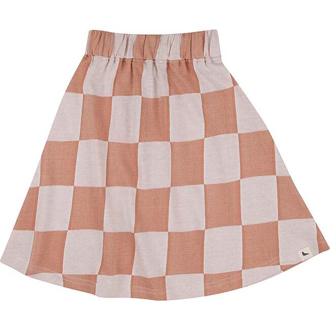 Bold Check Print Skirt, Orange