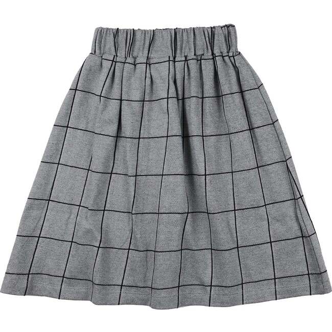 Window Pane Check Print Skirt, Grey