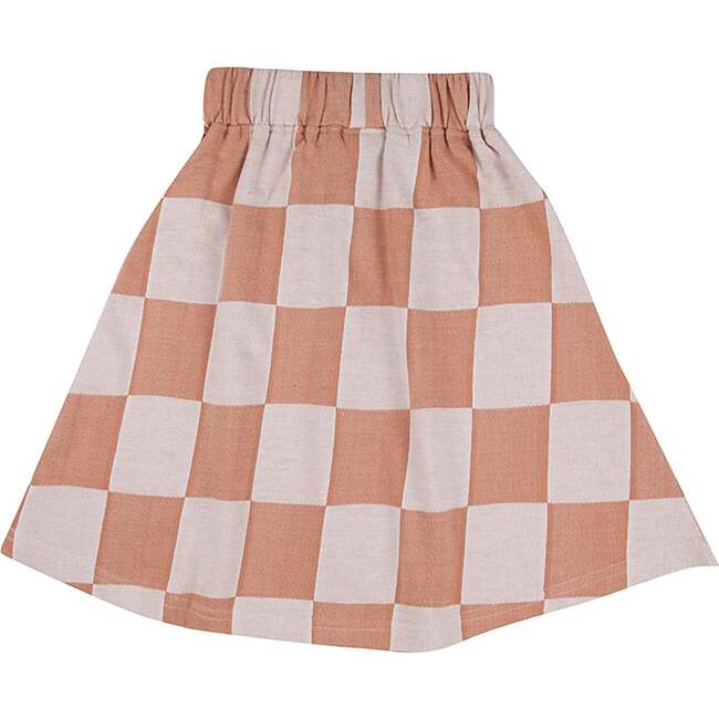 Bold Check Print Skirt, Orange