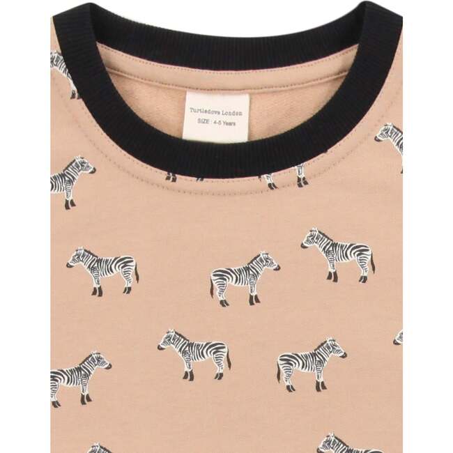 Zebra Print Sweatshirt, Beige - Sweatshirts - 3
