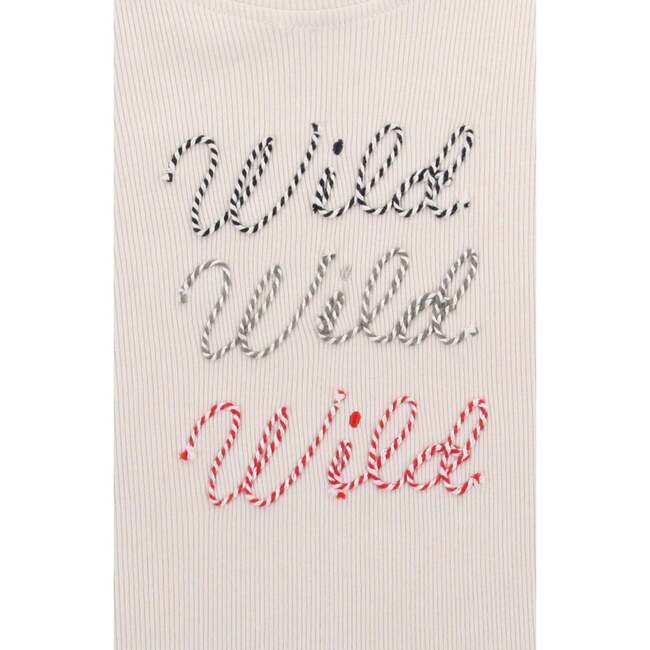 Wild Solgan Print Top, White - Blouses - 3