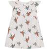 Birdsong Print Dress, White - Dresses - 1 - thumbnail