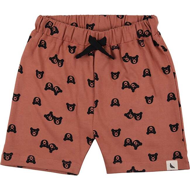 Bear Print Shorts, Red
