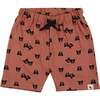 Bear Print Shorts, Red - Shorts - 1 - thumbnail