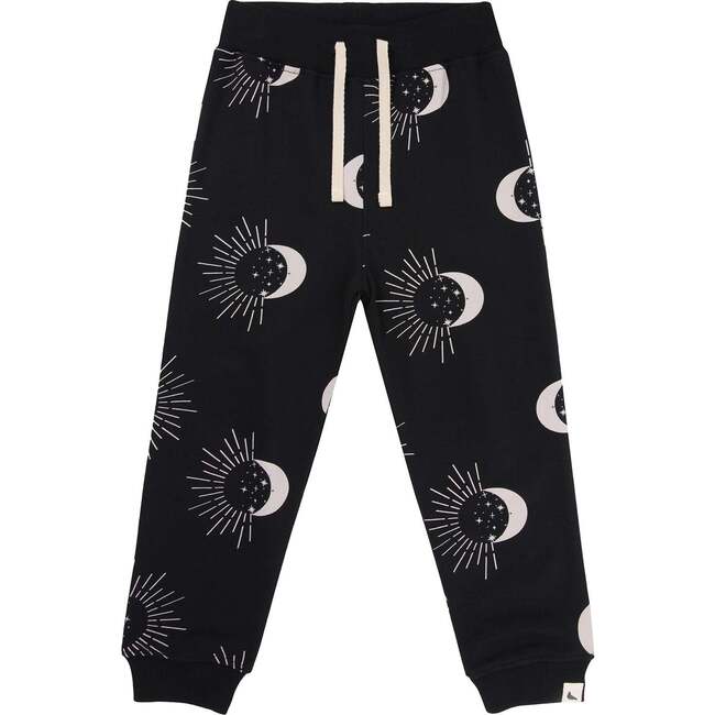 Astrology Print Joggers, Black