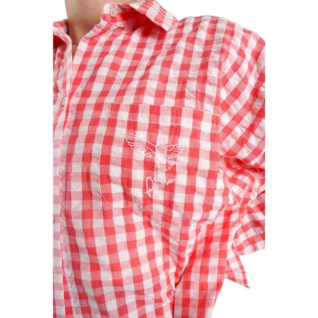 Yew Striped Ethical Cotton Pajama Shirt, Pink - Pajamas - 4