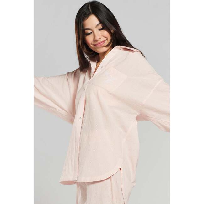 Yew Striped Ethical Cotton Pajama Shirt, Blue