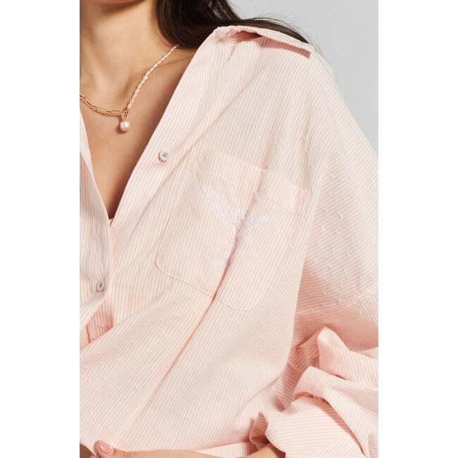 Yew Striped Ethical Cotton Pajama Shirt, Blue - Pajamas - 3