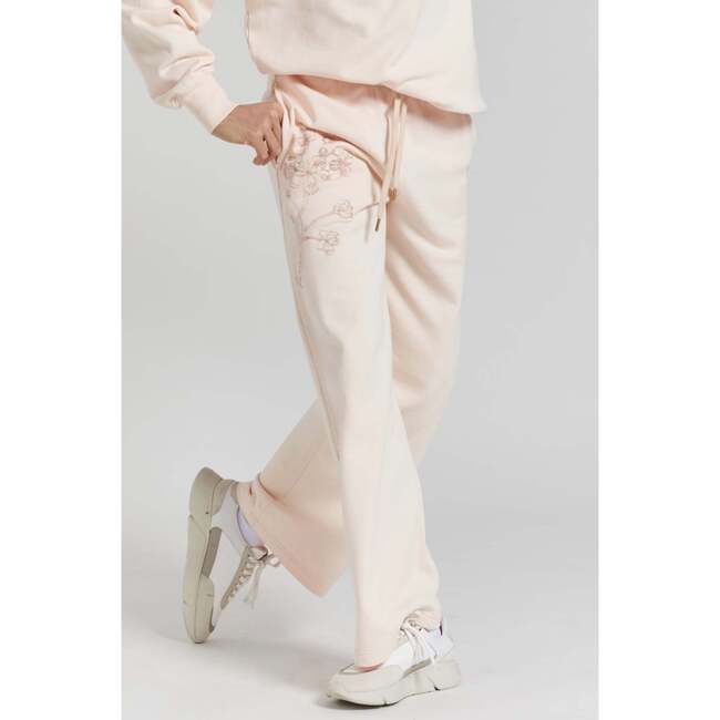 Sitka Blossom Embroidered Ethical Cotton Joggers, Pink