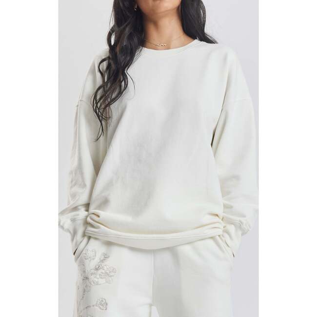 Salix Blossom Embroidered Ethical Cotton Sweatshirt, White