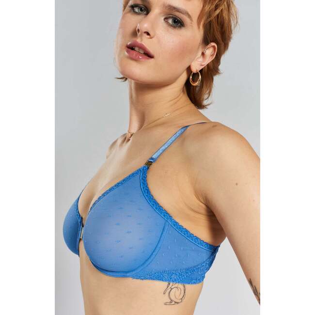 Sakura Front Close Recycled Lace Underwired Bra, Blue