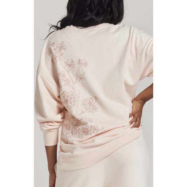 Salix Blossom Embroidered Ethical Cotton Sweatshirt, Pink