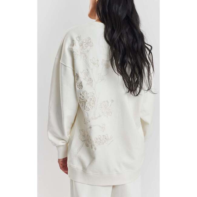 Salix Blossom Embroidered Ethical Cotton Sweatshirt, White