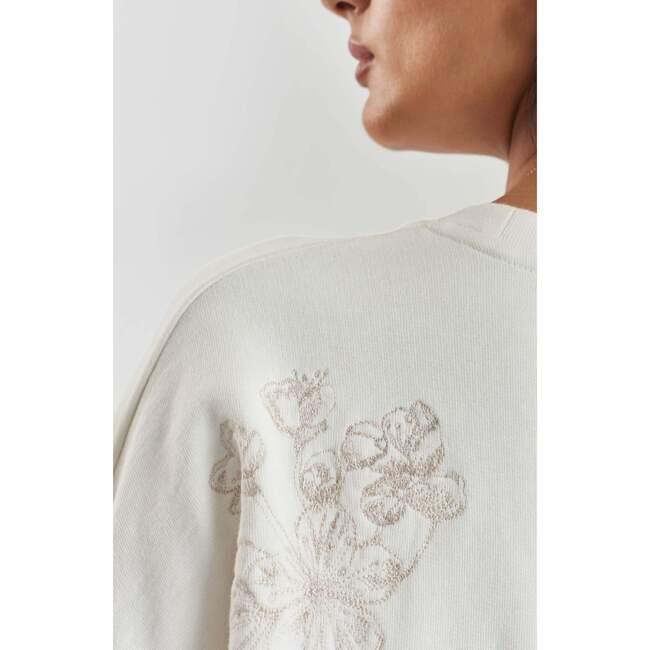 Salix Blossom Embroidered Ethical Cotton Sweatshirt, White - Sweatshirts - 3