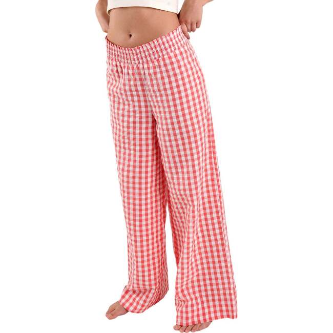Chicory Striped Woven Cotton Pajama Pants, Pink