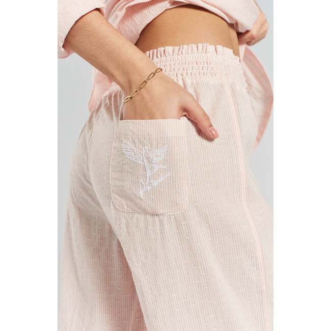 Chicory Striped Woven Cotton Pajama Pants, Blue