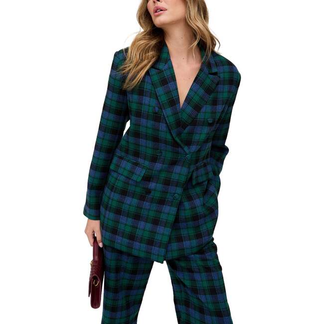 Zena Double Breasted Prince Of Wales Check Print Jacket