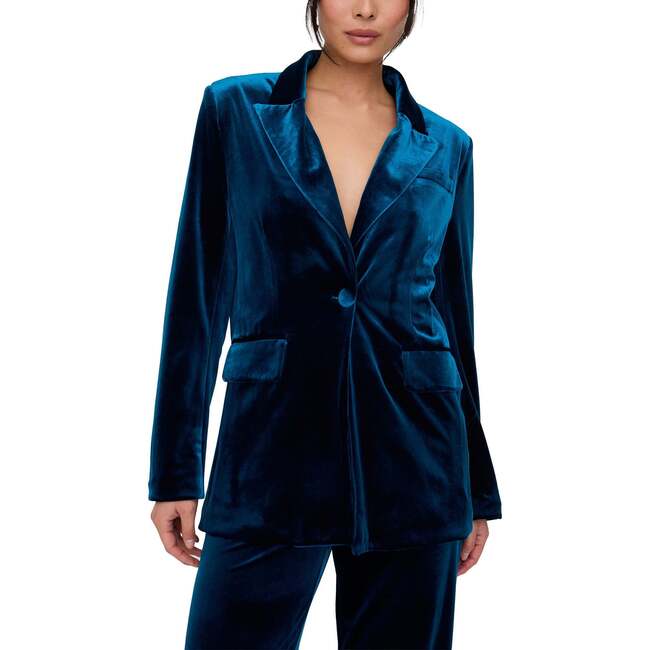 Valerie Tailored Velvet Blazer, Teal