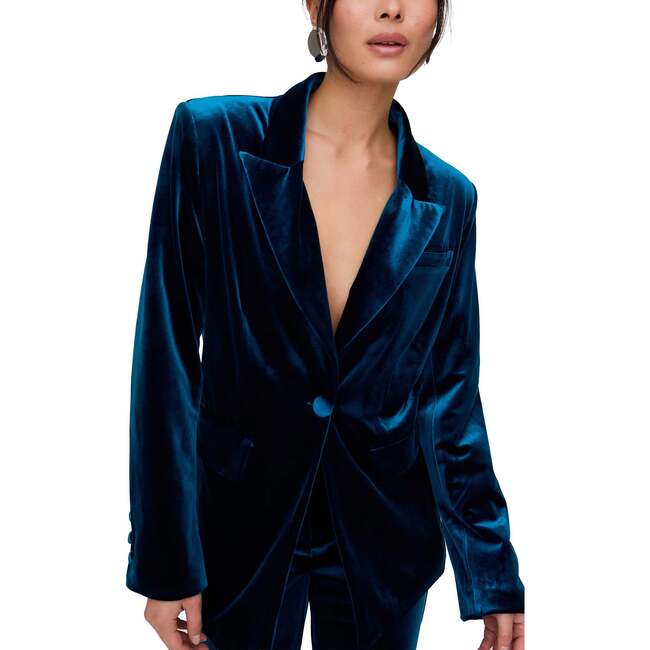 Valerie Tailored Velvet Blazer, Teal
