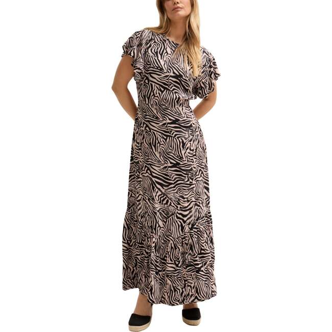 Zelda Tiered Zebra Print Maxi Dress