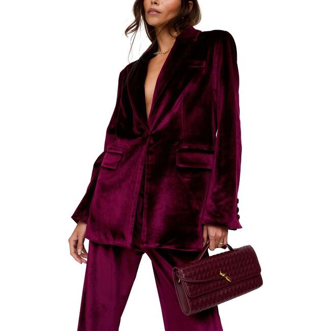 Valerie Tailored Velvet Blazer, Burgundy