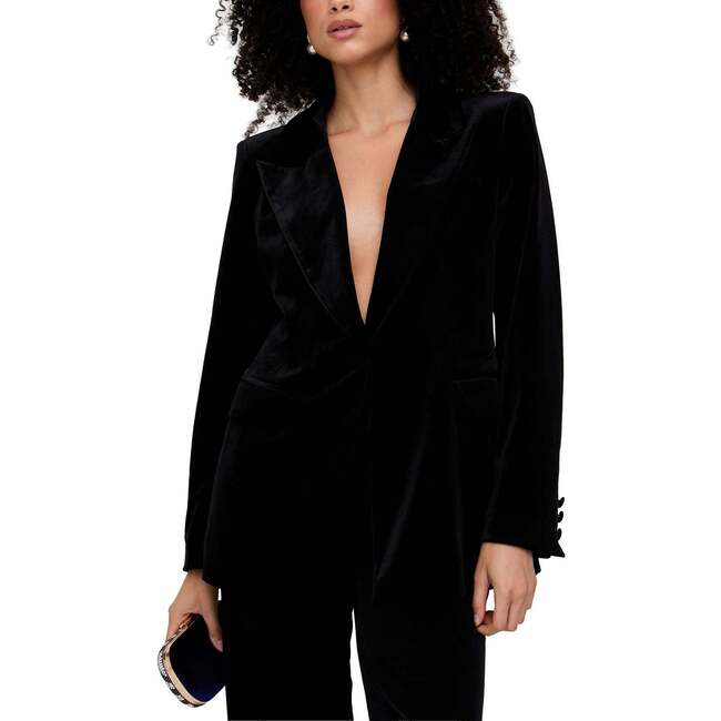 Valerie Tailored Velvet Blazer, Black