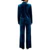 Valerie Straight Leg Velvet Trouser, Blue - Pants - 2 - thumbnail