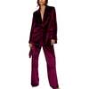 Valerie Straight Leg Velvet Trouser, Burgundy - Pants - 2 - thumbnail