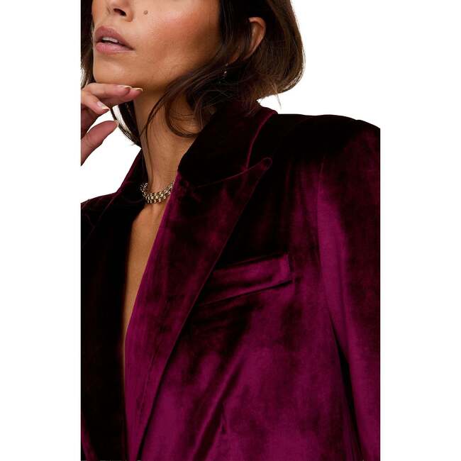 Valerie Tailored Velvet Blazer, Burgundy - Blazers & Sport Coats - 3