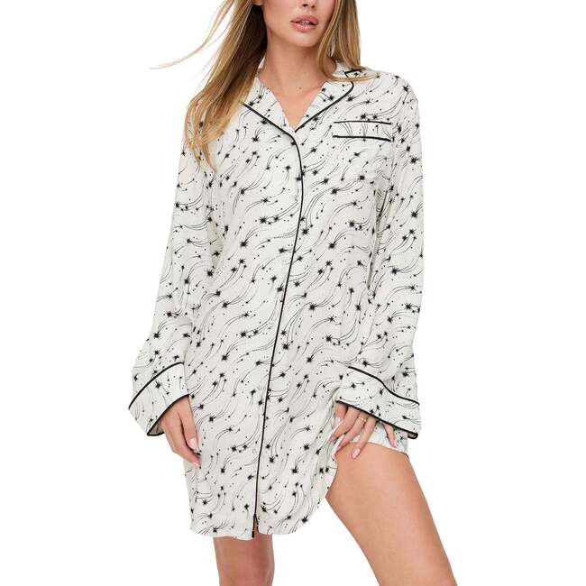 Simone Long Sleeve Nightshirt, Natural