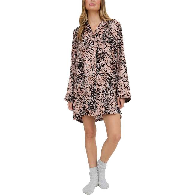 Simone Long Sleeve Nightshirt, Brown