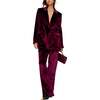 Valerie Straight Leg Velvet Trouser, Burgundy - Pants - 4 - thumbnail