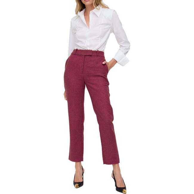 Pandora Tapered Herringbone Print Trouser, Pink