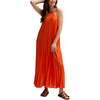 Philomena Halter Neck Pleated Maxi Dress, Orange - Dresses - 2