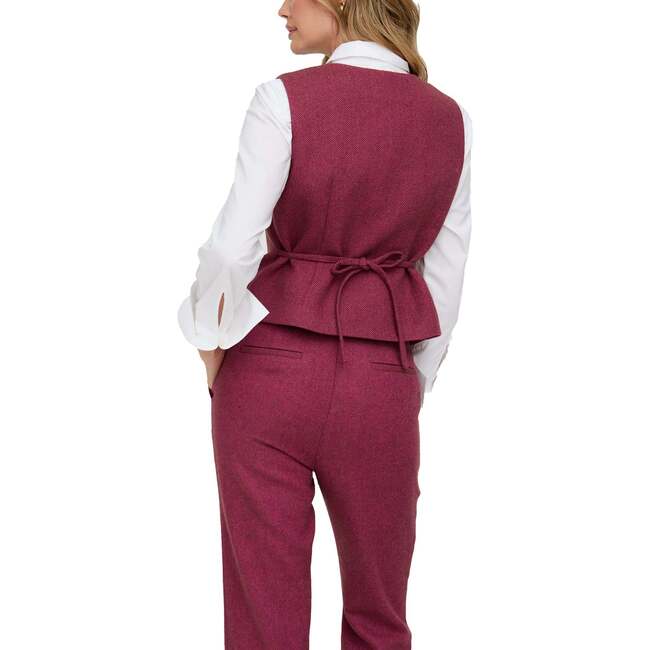 Pandora Tailored Herringbone Print Waistcoat, Pink - Coats - 3