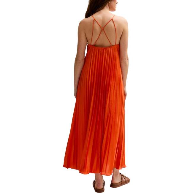 Philomena Halter Neck Pleated Maxi Dress, Orange - Dresses - 4