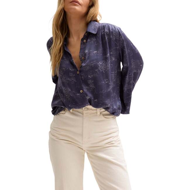 Marrianne Peter Pan Collar Shirt, Navy