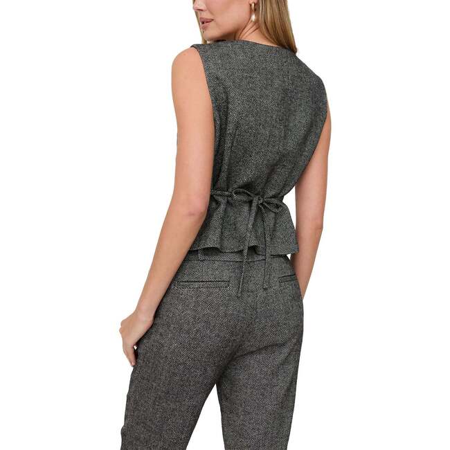 Pandora Tapered Herringbone Print Trouser, Black - Pants - 3